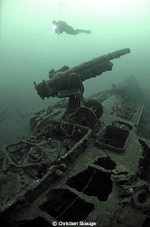 Cannon on the wreck of NK-02 Dragoner/aka KNM Kjell outsi... by Christian Skauge 